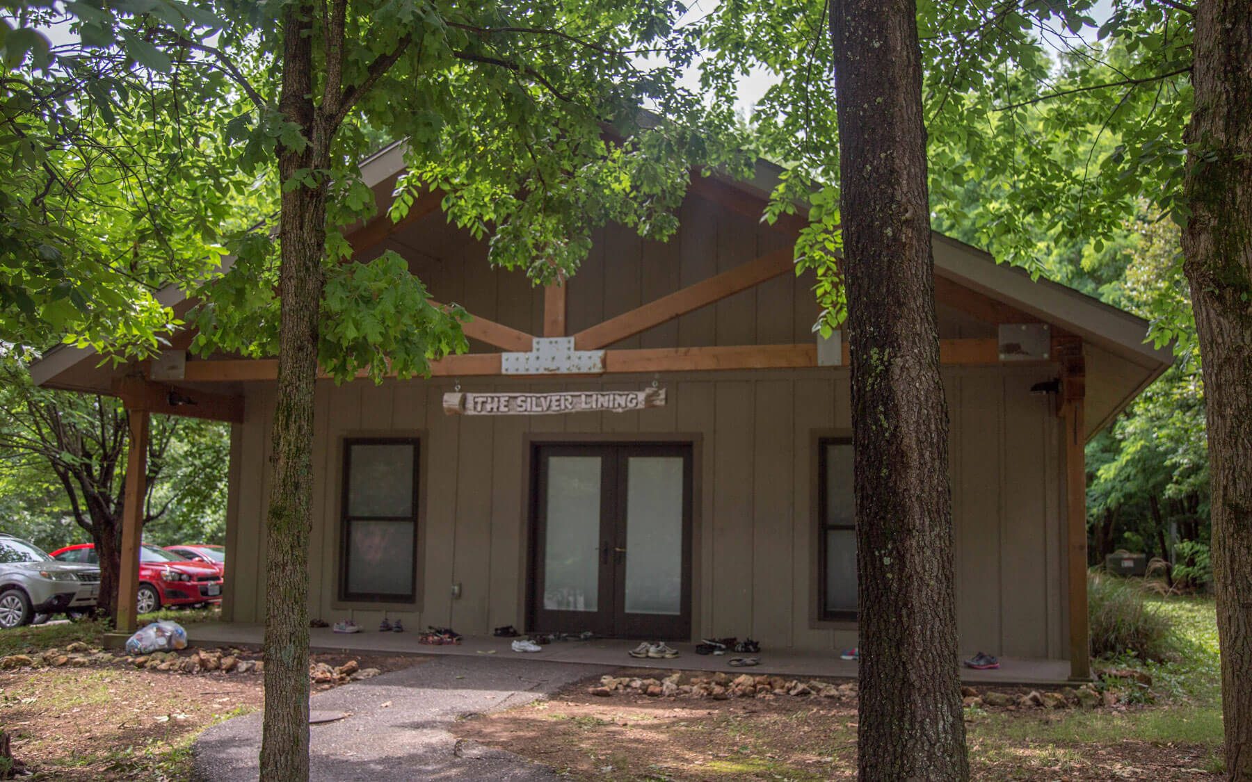 Cabin at Camp Barnabas with Trees in front