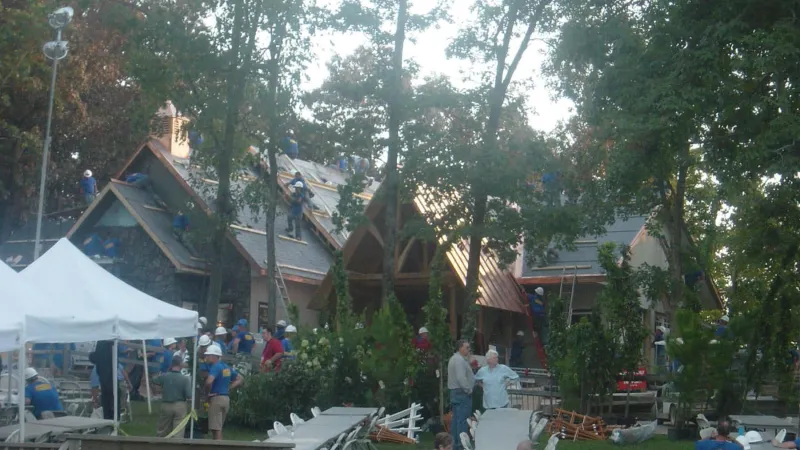 Celebration fundraising event at Camp Barnabas with tents and people outside